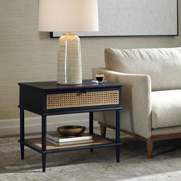 American Home Furniture Uttermost Coast Black Rattan Side Table