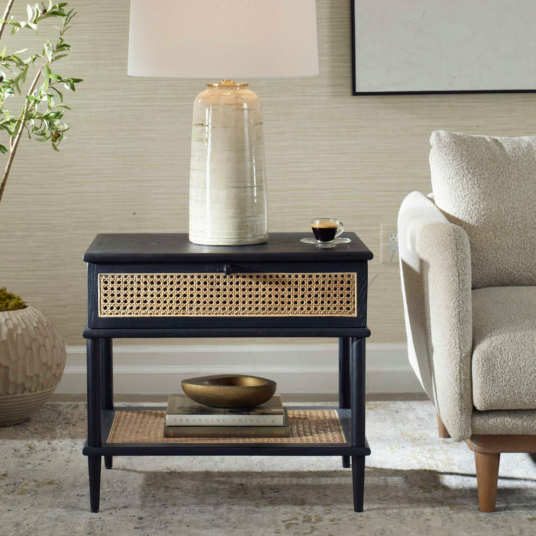 American Home Furniture Uttermost Coast Black Rattan Side Table