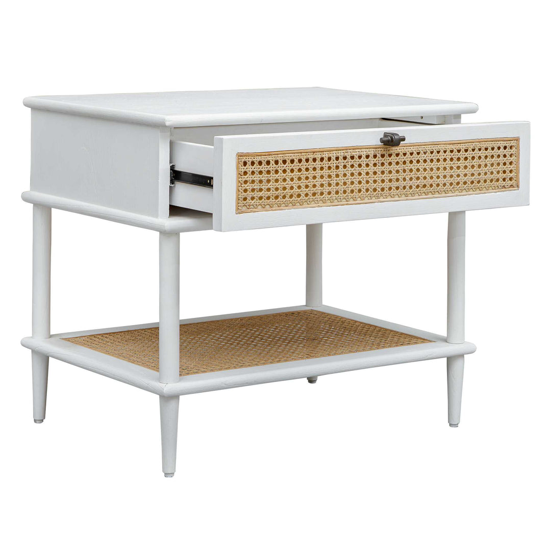 American Home Furniture Uttermost Coast White Rattan Side Table
