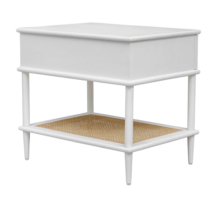 American Home Furniture Uttermost Coast White Rattan Side Table
