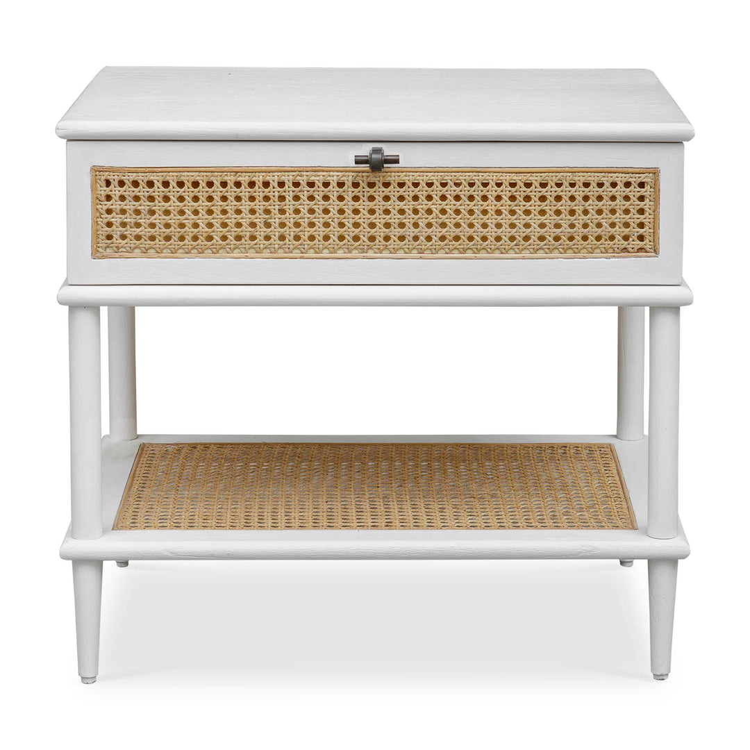 American Home Furniture Uttermost Coast White Rattan Side Table