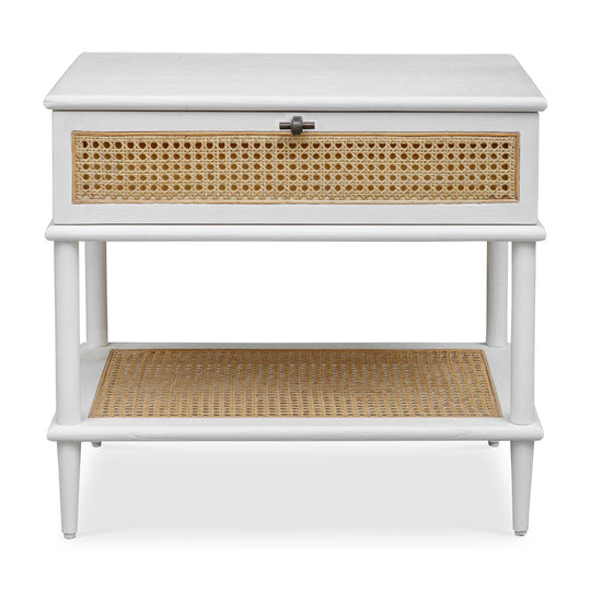 American Home Furniture Uttermost Coast White Rattan Side Table