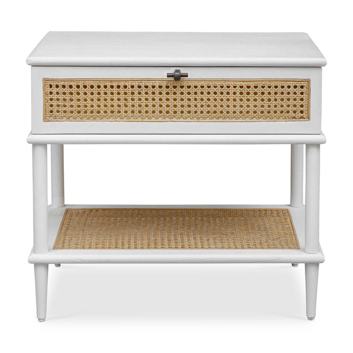 American Home Furniture Uttermost Coast White Rattan Side Table