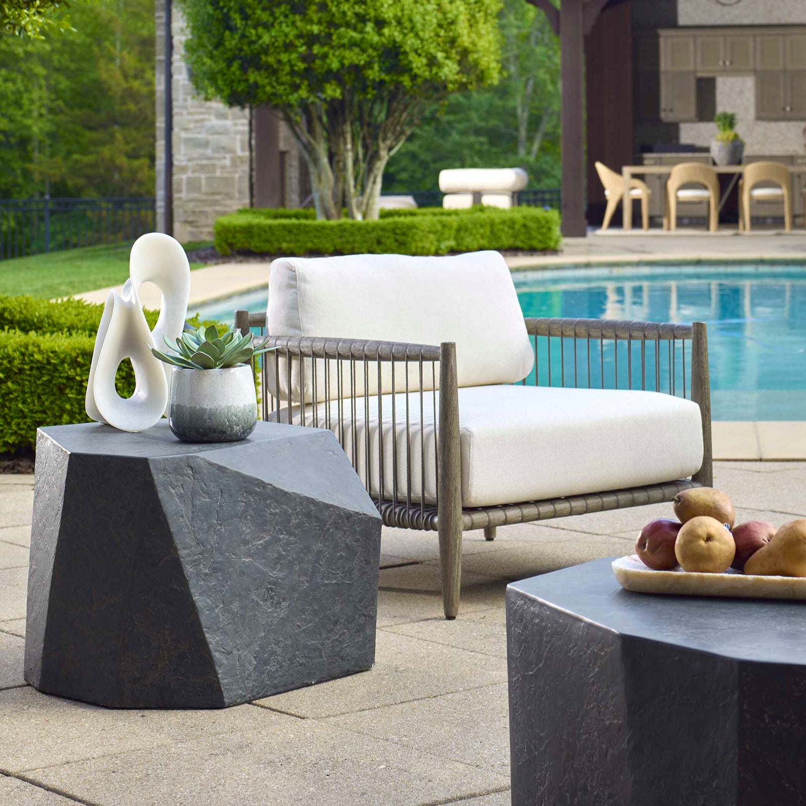 American Home Furniture Uttermost Parra Slate Outdoor Side Table