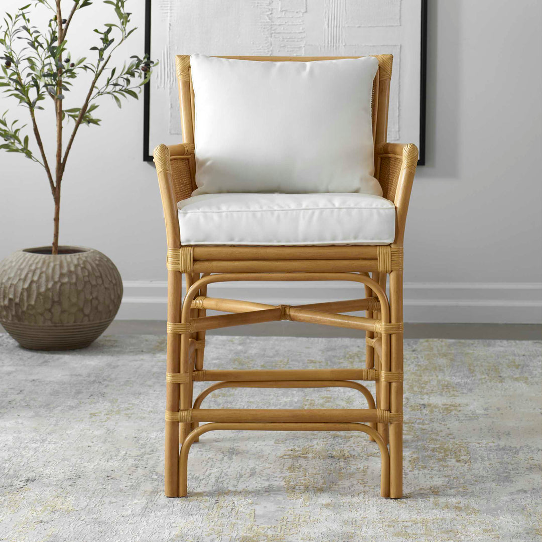 American Home Furniture Uttermost Pacific Rattan Counter Stool