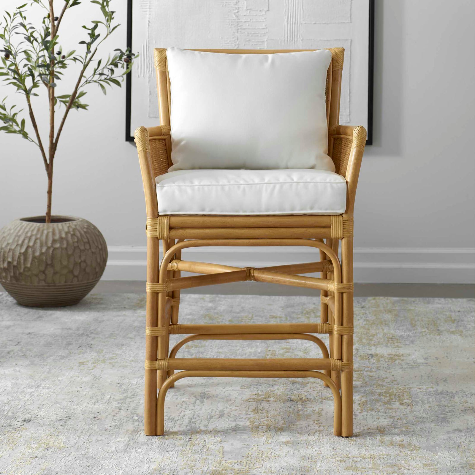 American Home Furniture Uttermost Pacific Rattan Counter Stool