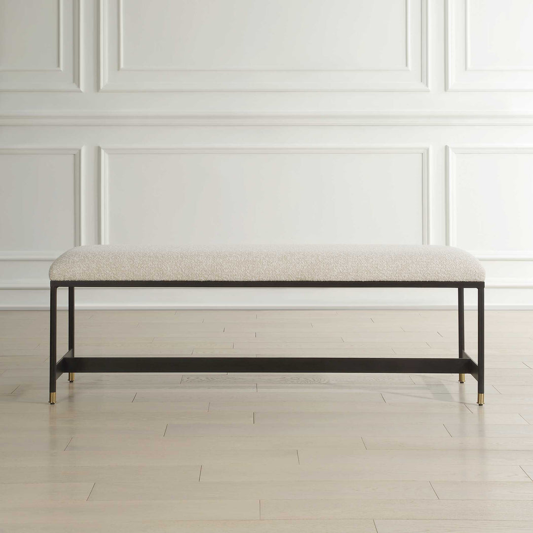 American Home Furniture Uttermost Halston Upholstered White Bench