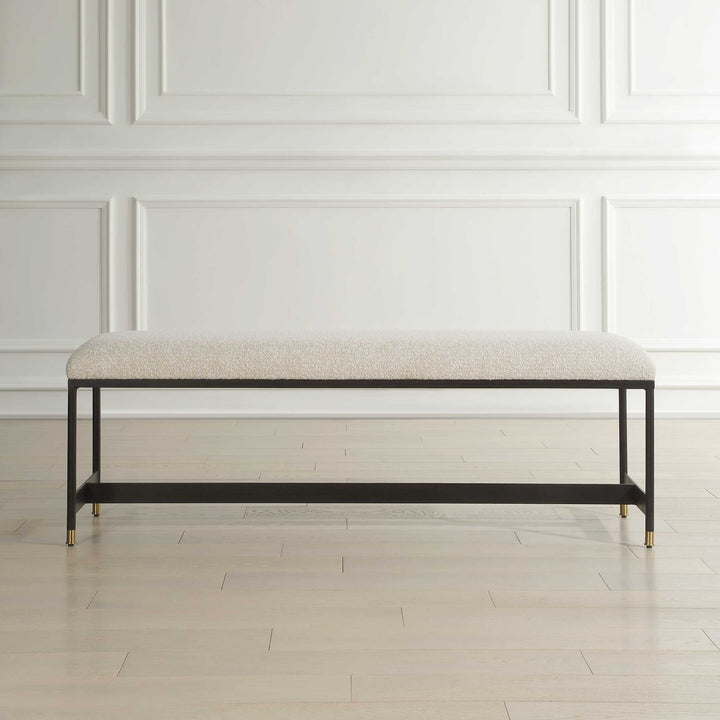 American Home Furniture Uttermost Halston Upholstered White Bench