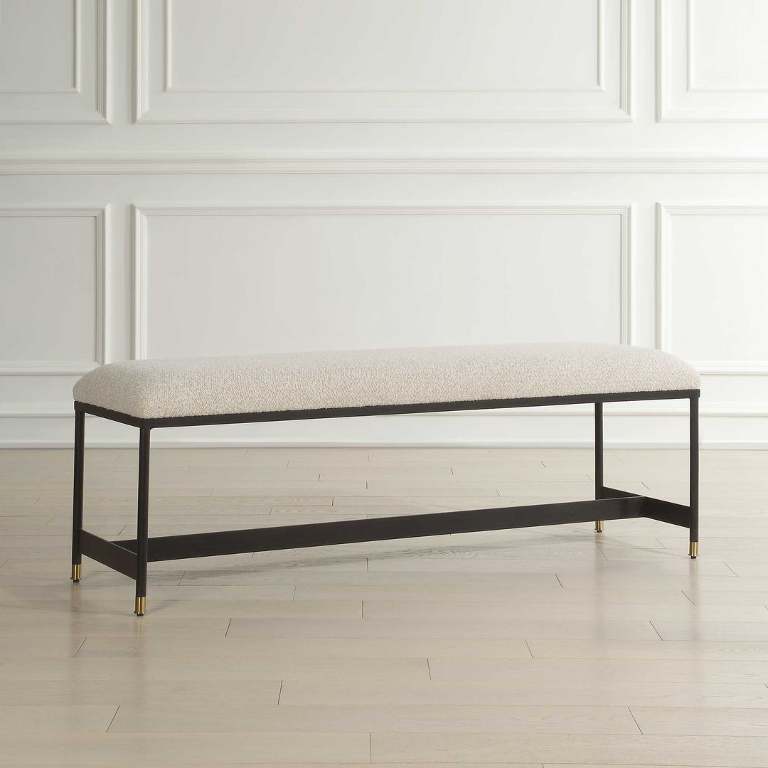 American Home Furniture Uttermost Halston Upholstered White Bench
