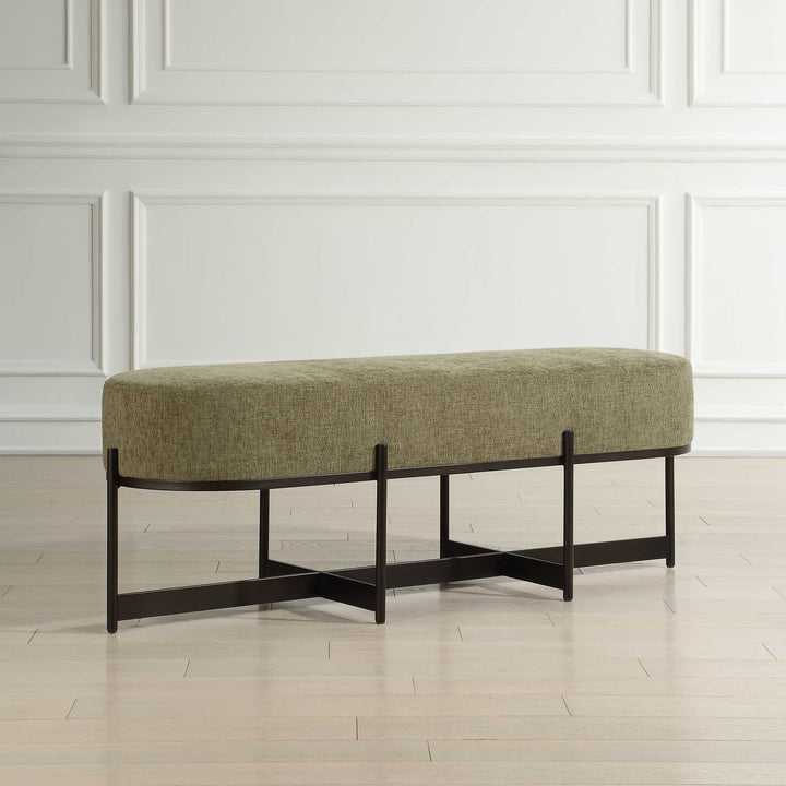 American Home Furniture Uttermost Merino Moss Fabric Bench