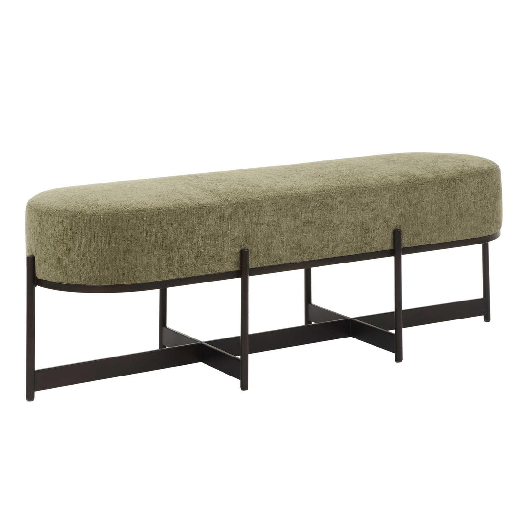 Merino Moss Fabric Bench - AmericanHomeFurniture