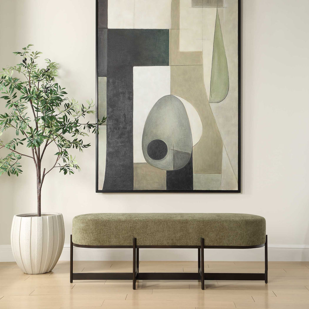 American Home Furniture Uttermost Merino Moss Fabric Bench