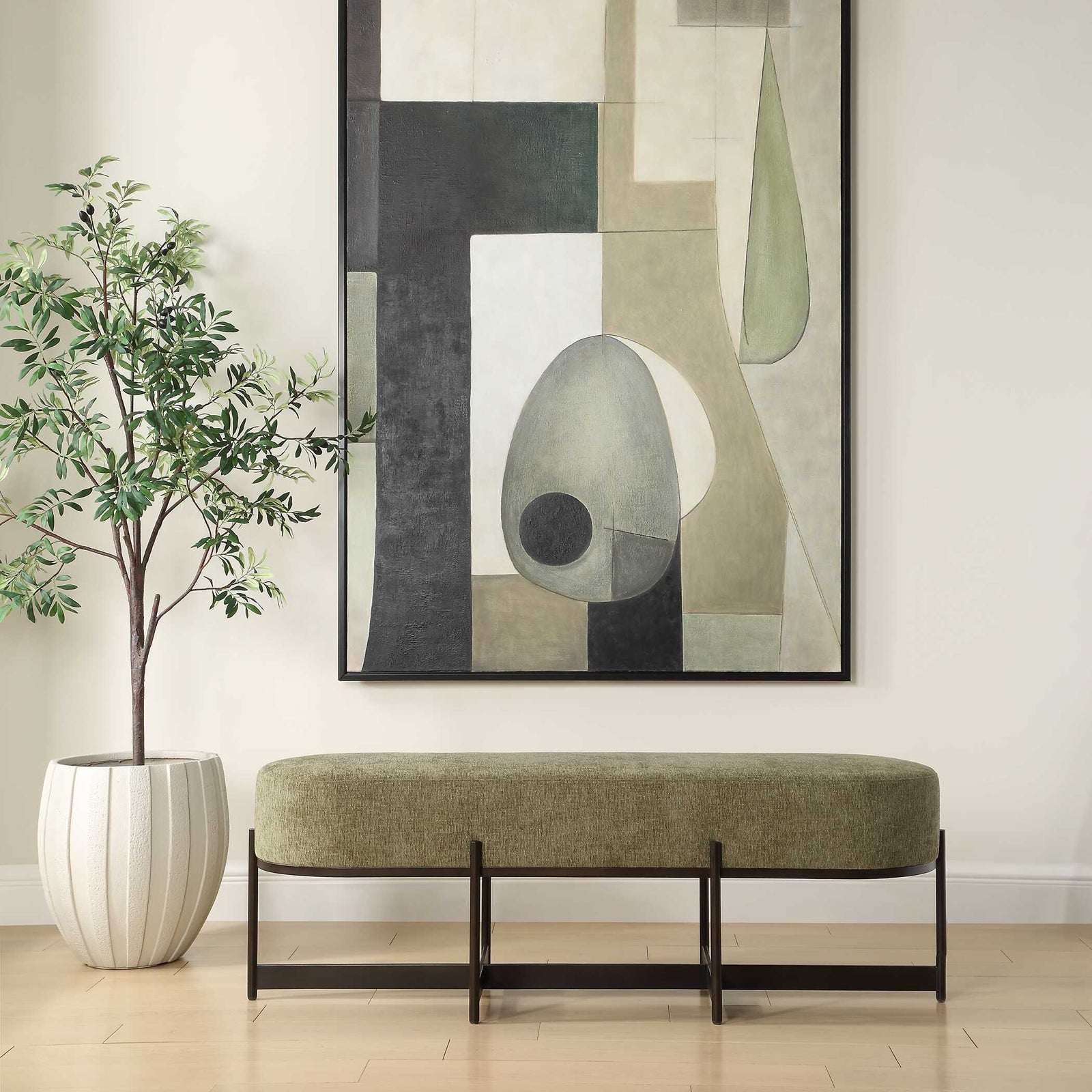 American Home Furniture Uttermost Merino Moss Fabric Bench