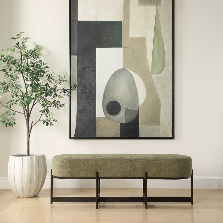 American Home Furniture Uttermost Merino Moss Fabric Bench