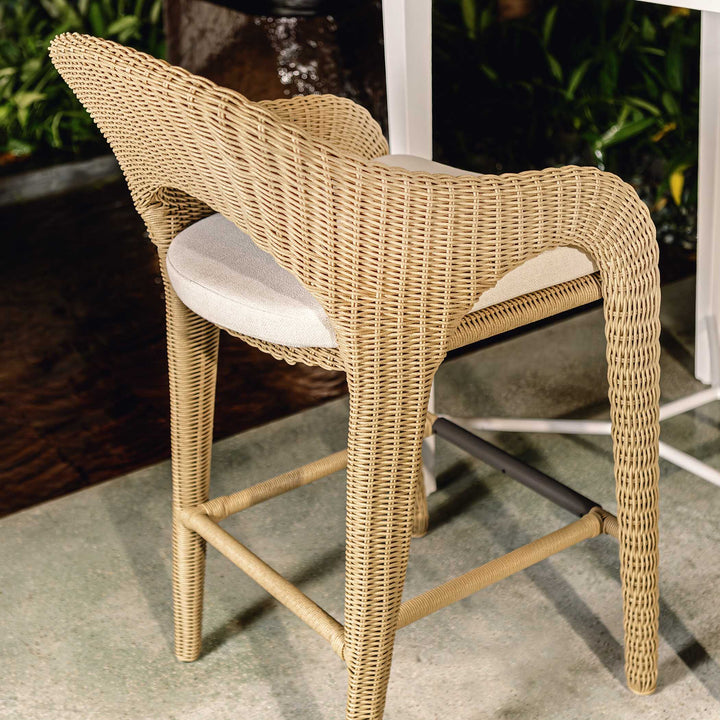 American Home Furniture Uttermost Kavali Outdoor Wicker Counter Stool