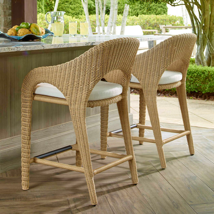 American Home Furniture Uttermost Kavali Outdoor Wicker Counter Stool