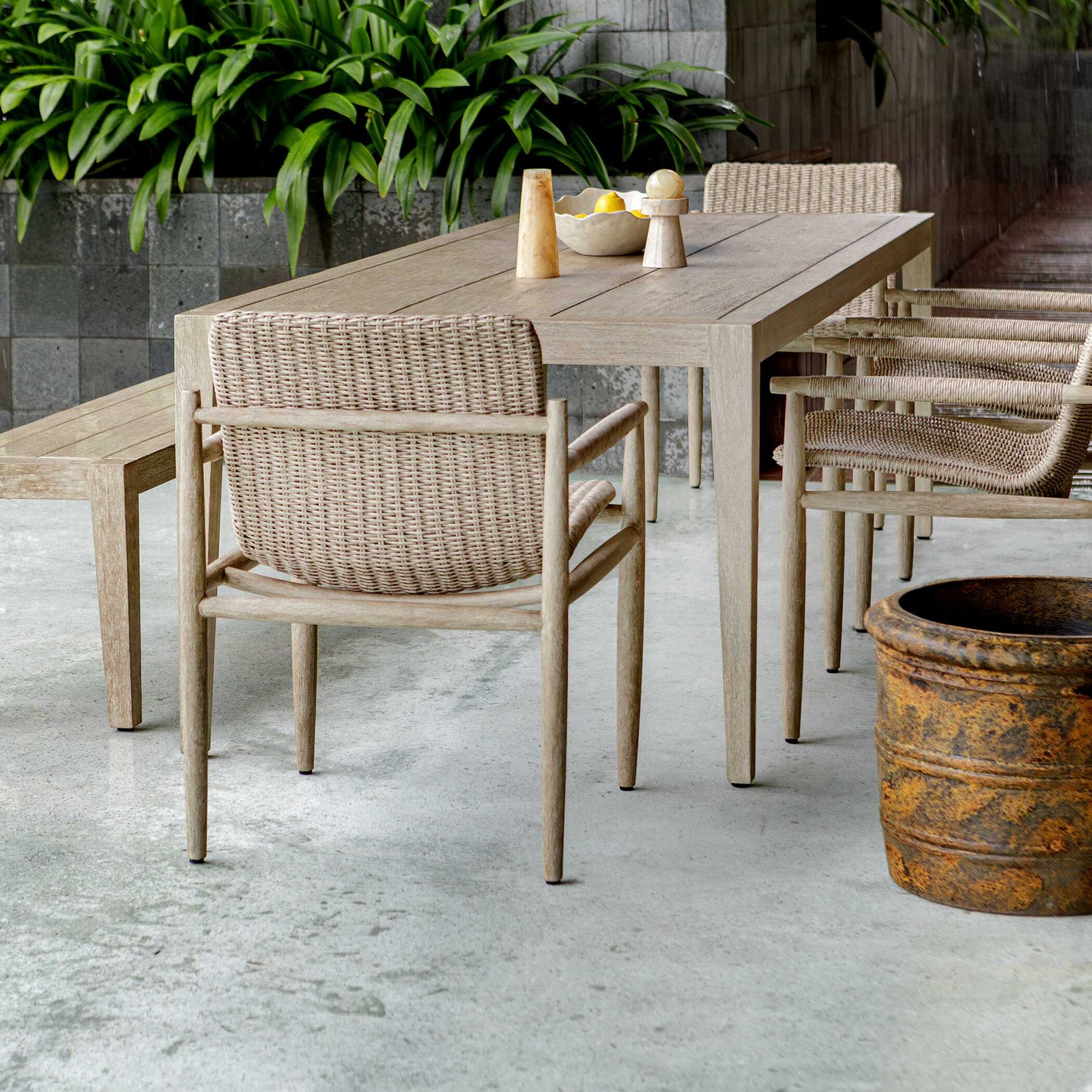 American Home Furniture Uttermost Sumba Wicker Outdoor Dining Chair Set of 2