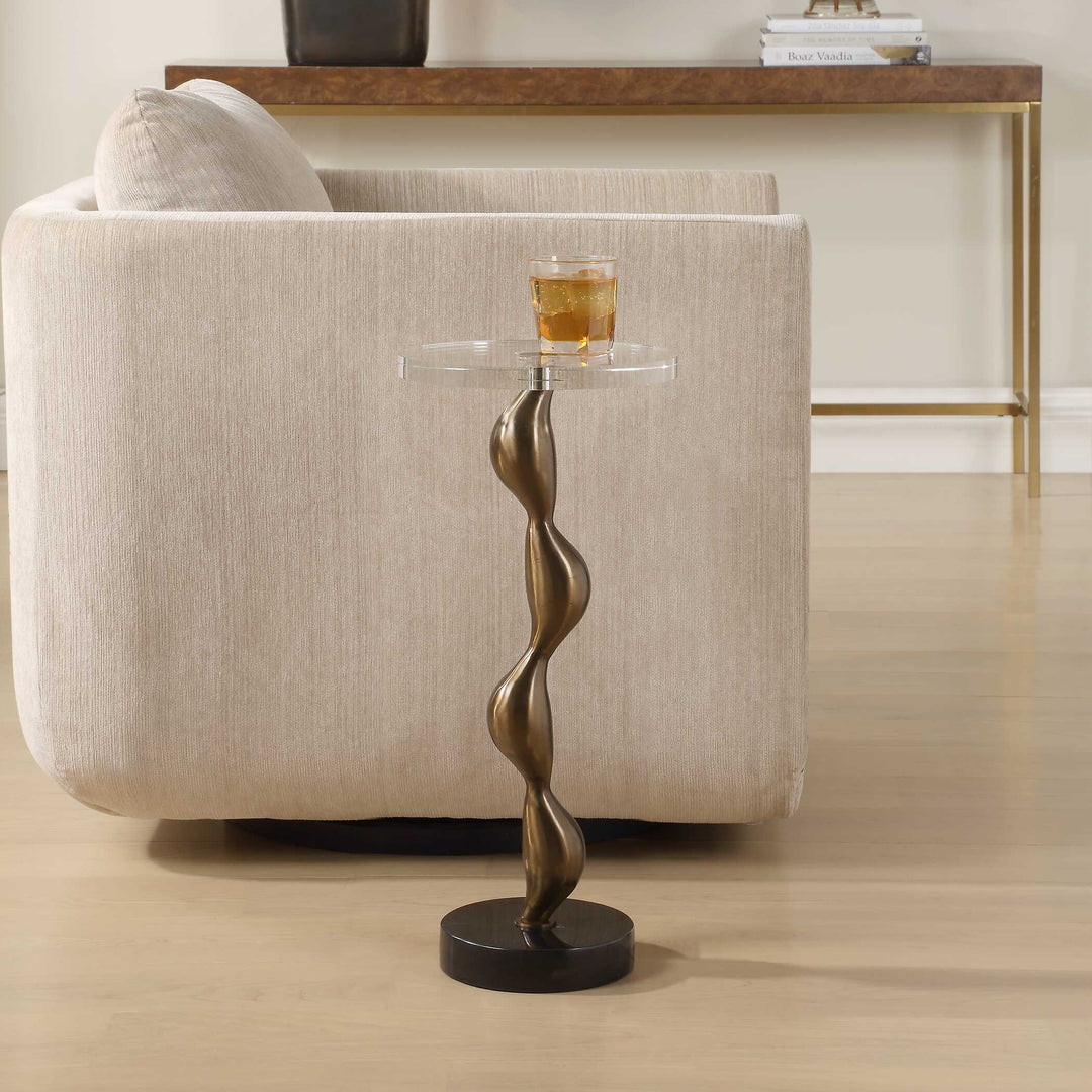 American Home Furniture Uttermost Remolino Bronze Drink Table