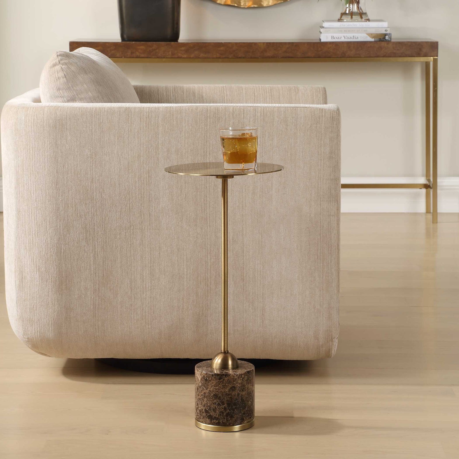 American Home Furniture Uttermost Verlin Brass Drink Table