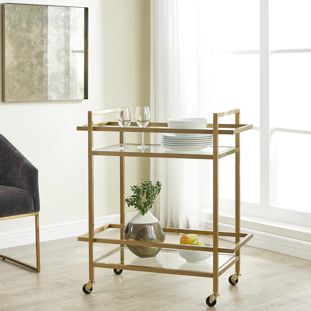 American Home Furniture Uttermost Erena Brass Bar Cart