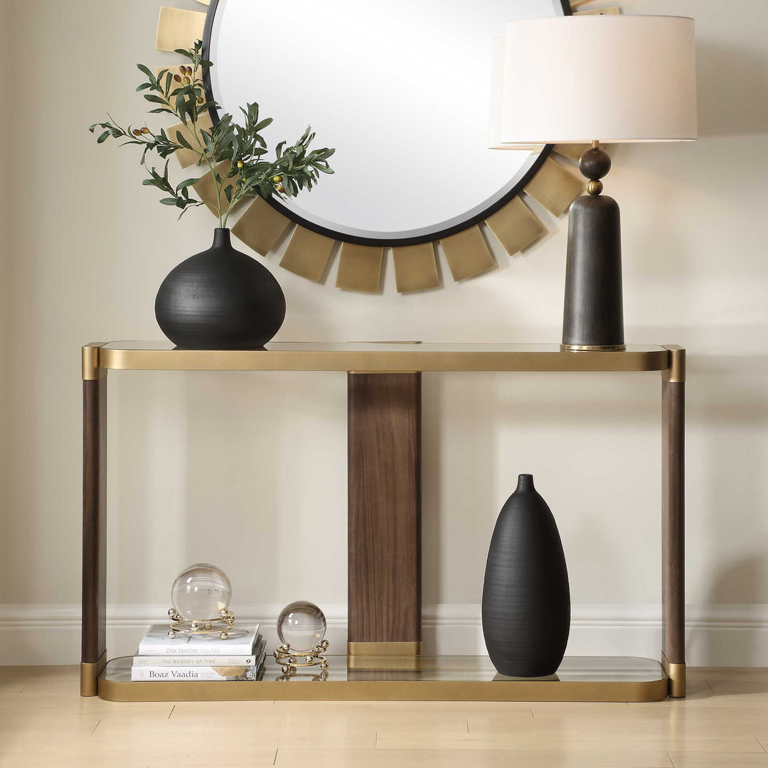 American Home Furniture Uttermost Ryles Glass Console Table