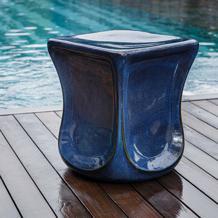 American Home Furniture Uttermost Kaz Deep Blue Garden Stool