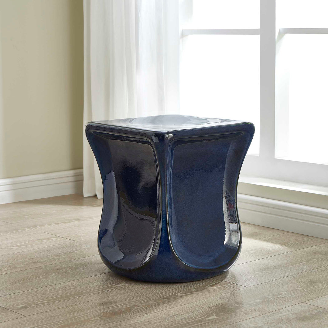 American Home Furniture Uttermost Kaz Deep Blue Garden Stool