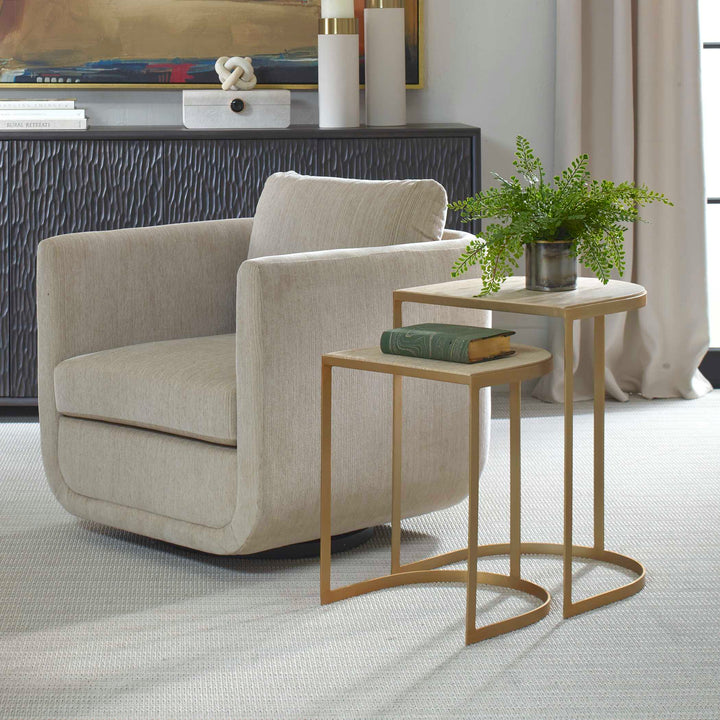 Lindon Travertine Nesting Tables Set of 2
