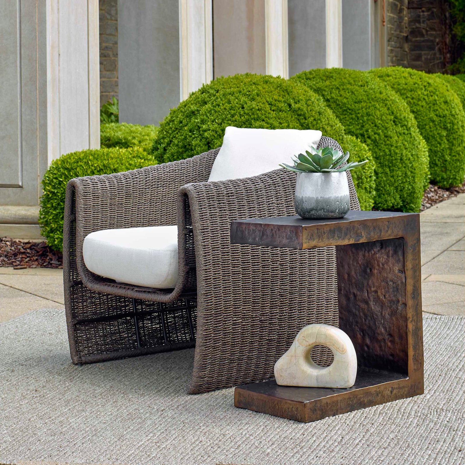 American Home Furniture Uttermost Obra Bronze Outdoor Side Table