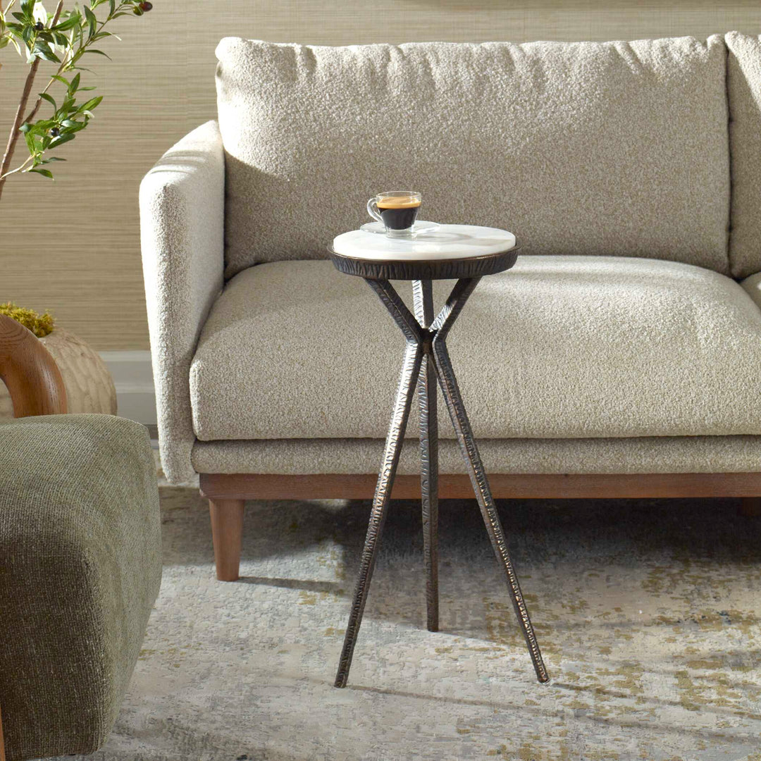 American Home Furniture Uttermost Tilton White Marble Accent Table