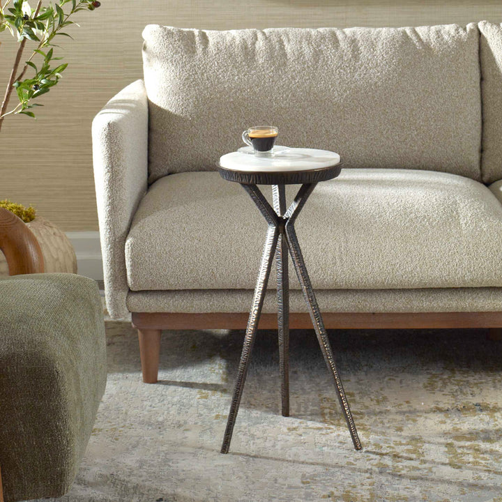 American Home Furniture Uttermost Tilton White Marble Accent Table