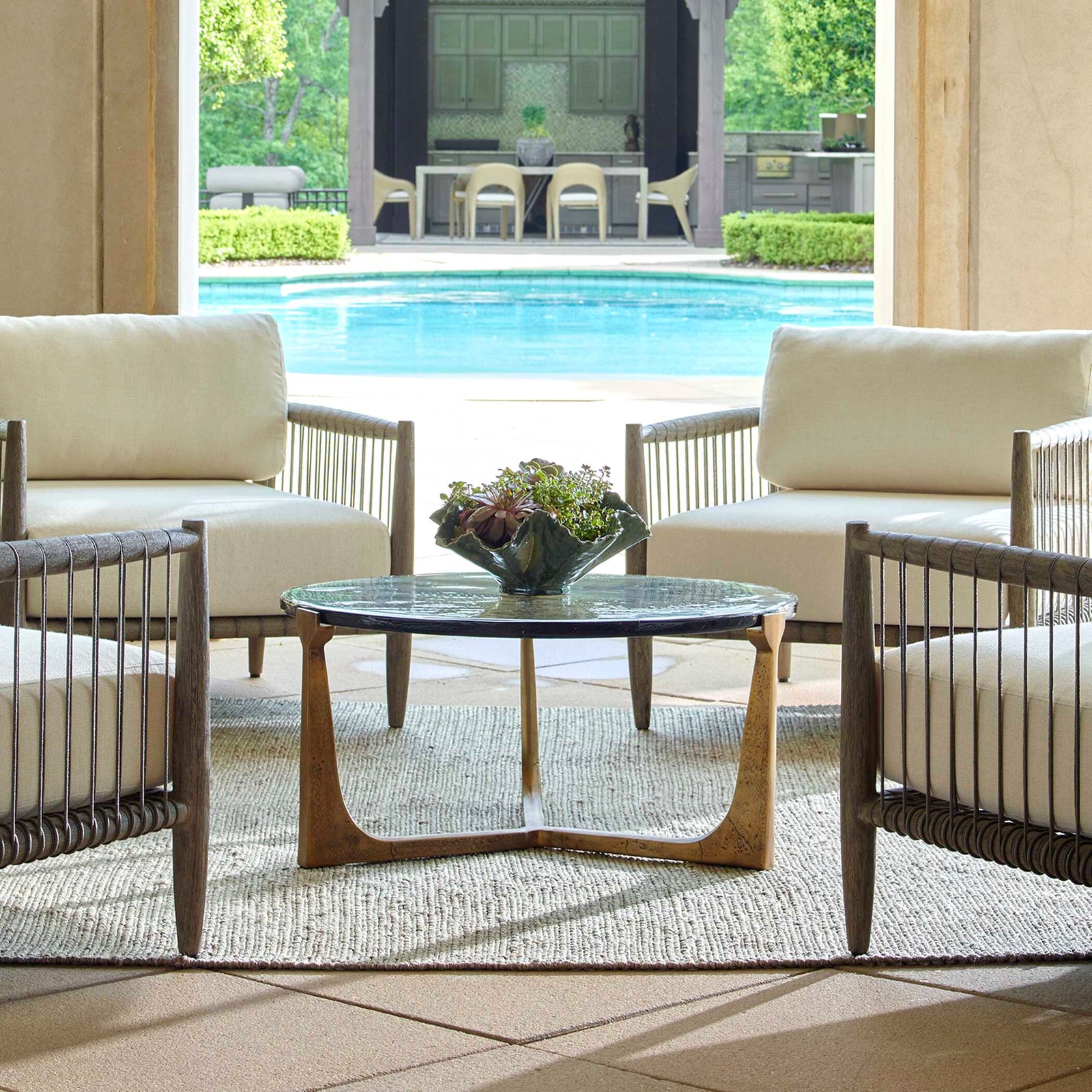 American Home Furniture Uttermost Bohdi Outdoor Brass Coffee Table