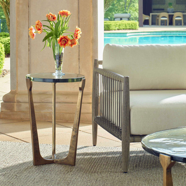 American Home Furniture Uttermost Bohdi Outdoor Brass Accent Table
