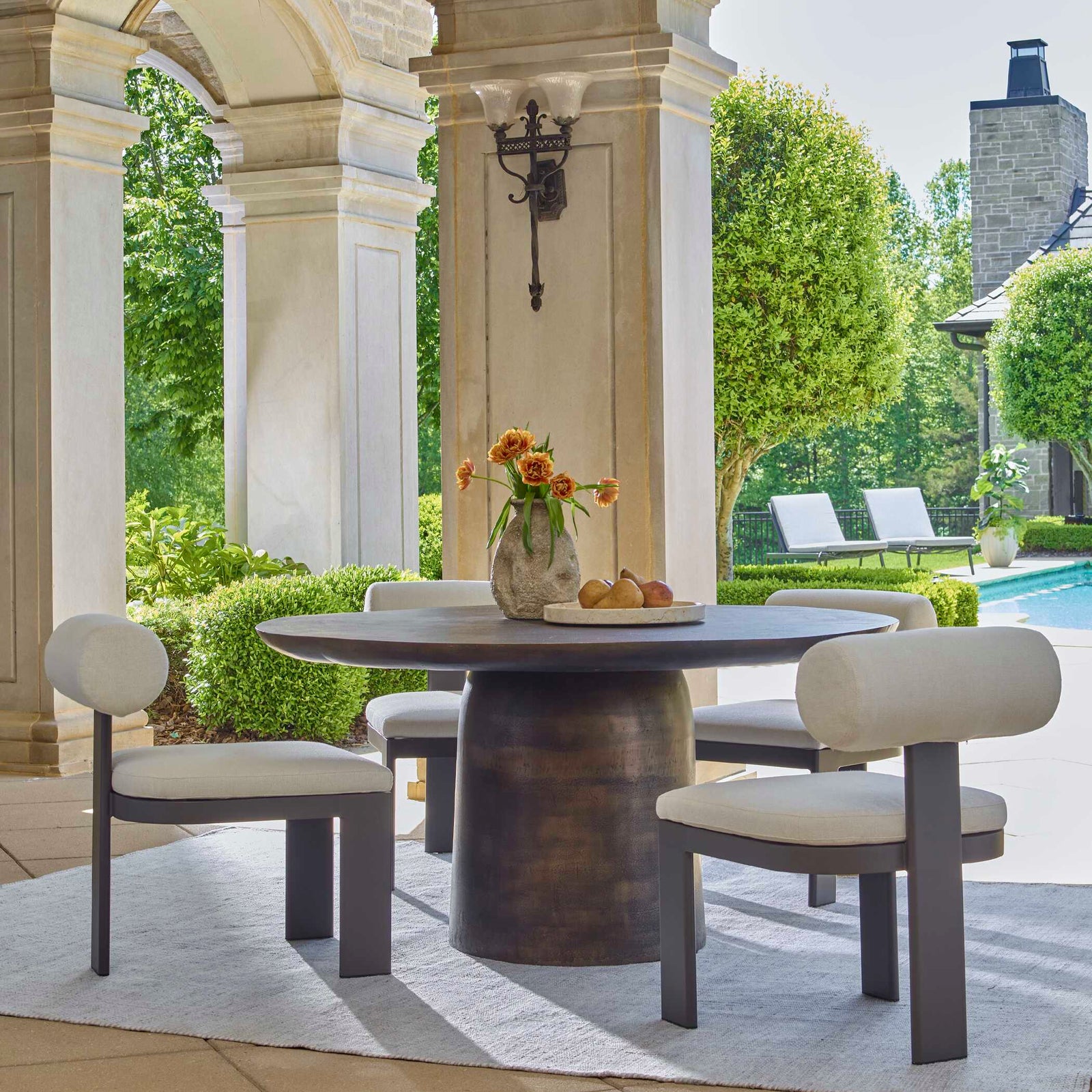 American Home Furniture Uttermost Madrone Golden Dark Bronze Outdoor Dining Table