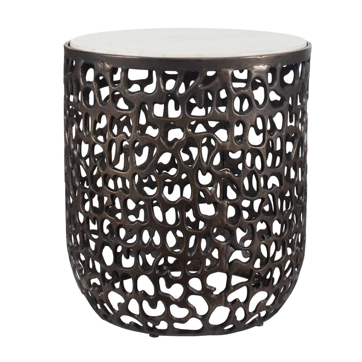 American Home Furniture Uttermost Sabena White Marble Outdoor Side Table