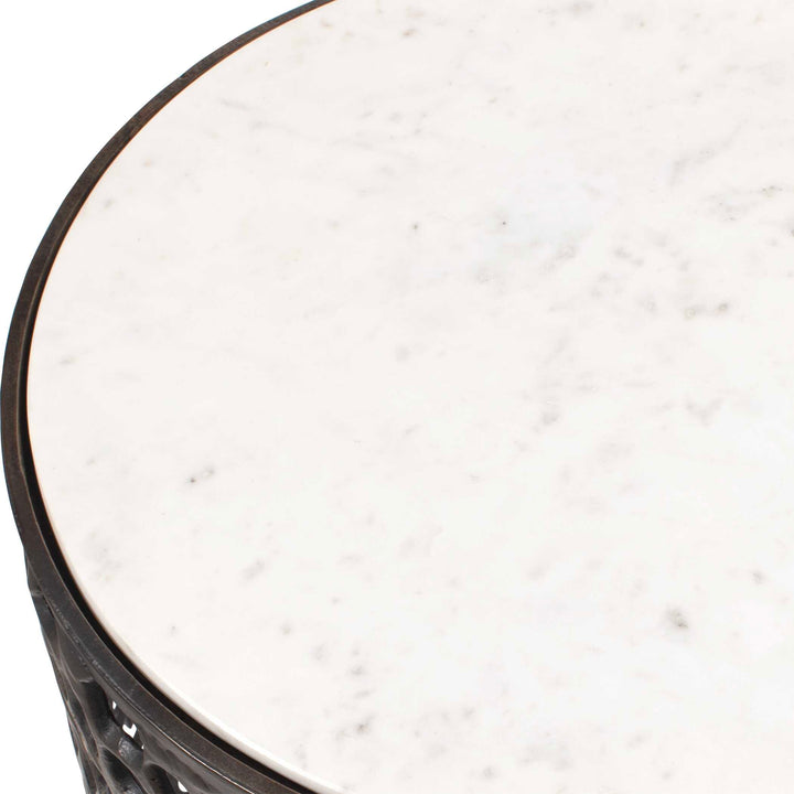 American Home Furniture Uttermost Sabena White Marble Outdoor Side Table