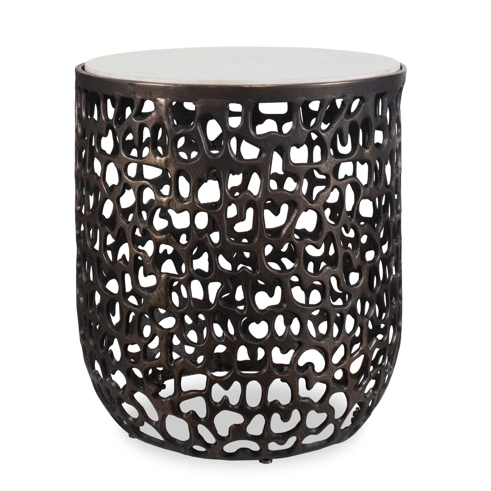 American Home Furniture Uttermost Sabena White Marble Outdoor Side Table