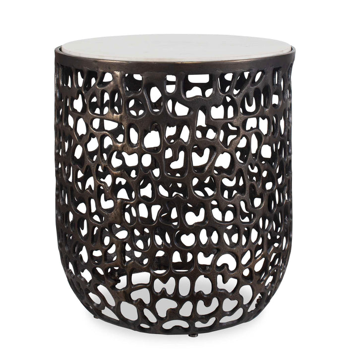 American Home Furniture Uttermost Sabena White Marble Outdoor Side Table