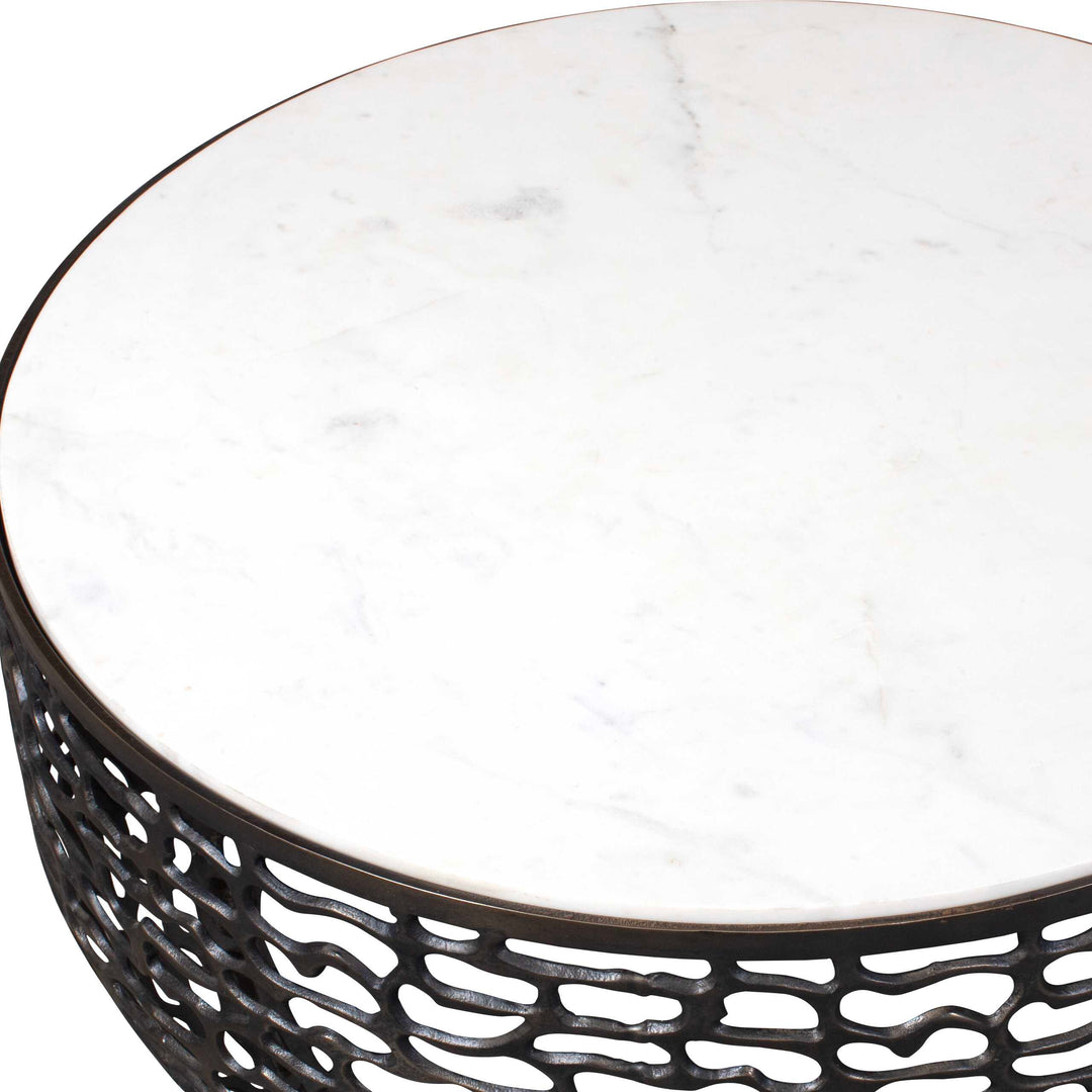 American Home Furniture Uttermost Sabena White Marble Outdoor Coffee Table