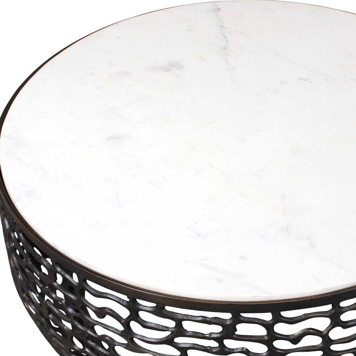 American Home Furniture Uttermost Sabena White Marble Outdoor Coffee Table