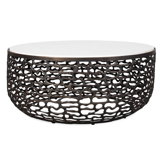 American Home Furniture Uttermost Sabena White Marble Outdoor Coffee Table