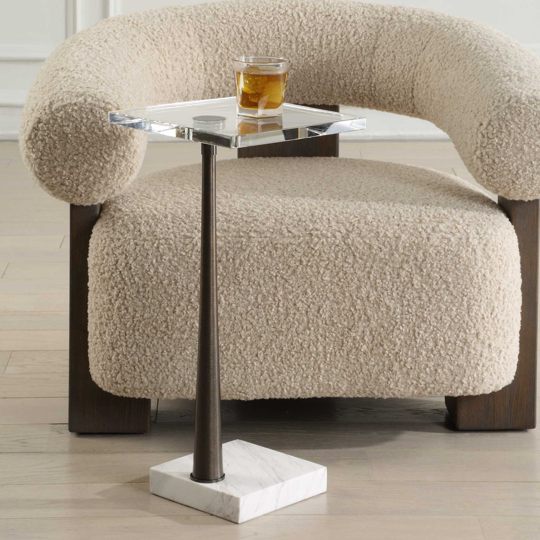 American Home Furniture Uttermost Pelton Marble Glass Drink Table