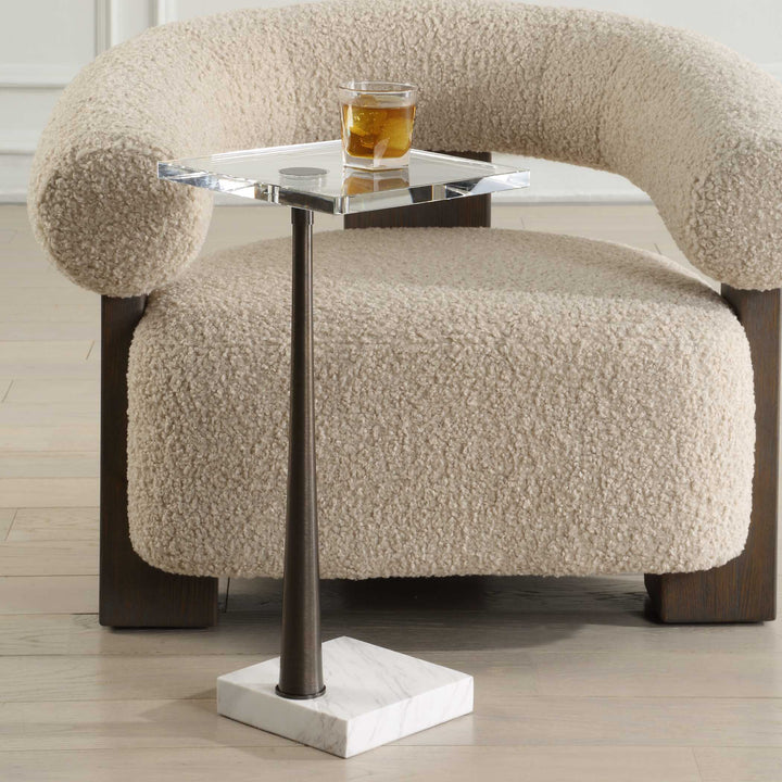 American Home Furniture Uttermost Pelton Marble Glass Drink Table