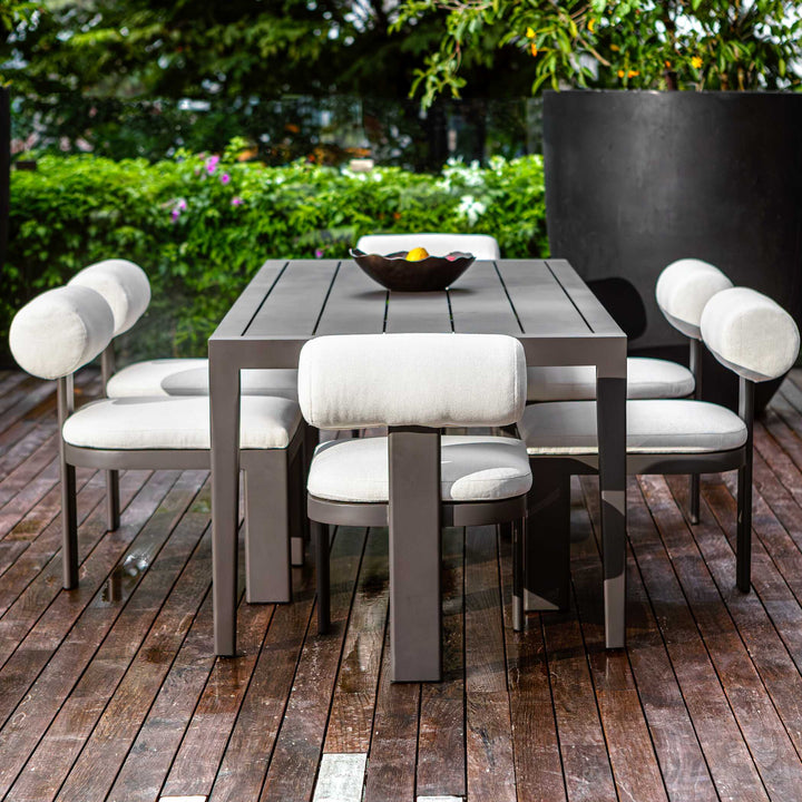 American Home Furniture Uttermost Bolster Back White Outdoor Dining Chair Set of 2
