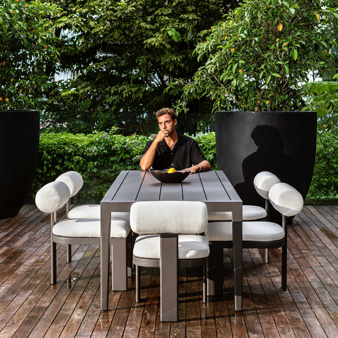 American Home Furniture Uttermost Bolster Back White Outdoor Dining Chair Set of 2