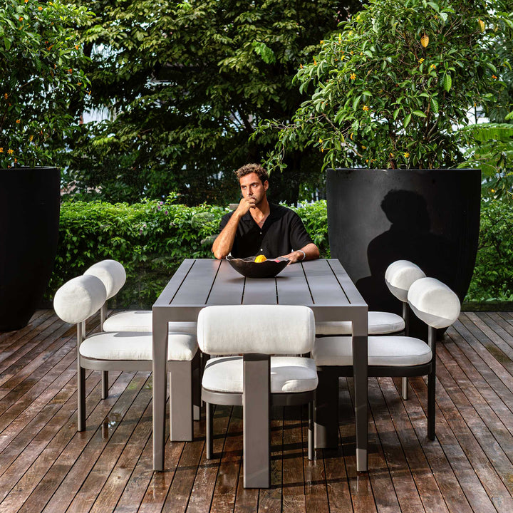 American Home Furniture Uttermost Bolster Back White Outdoor Dining Chair Set of 2