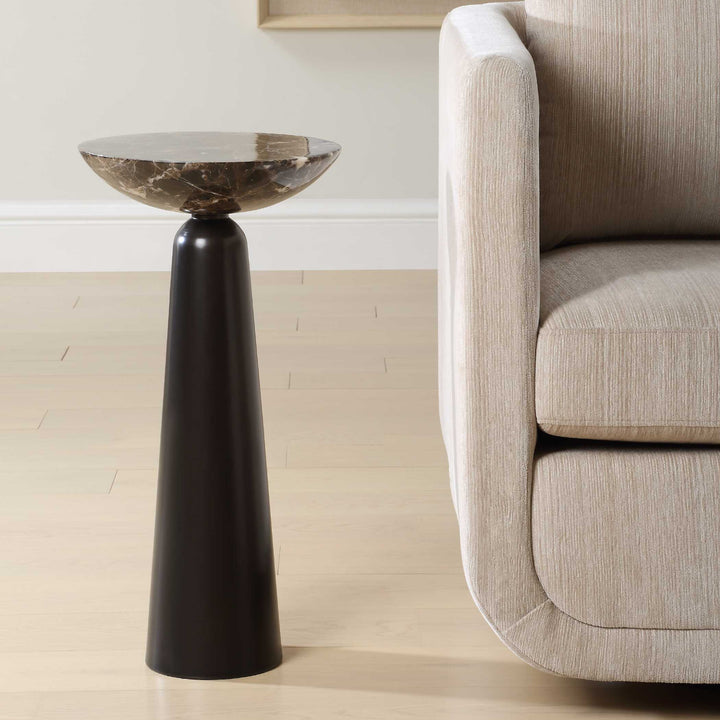 Hastings Brown Marble Accent Table