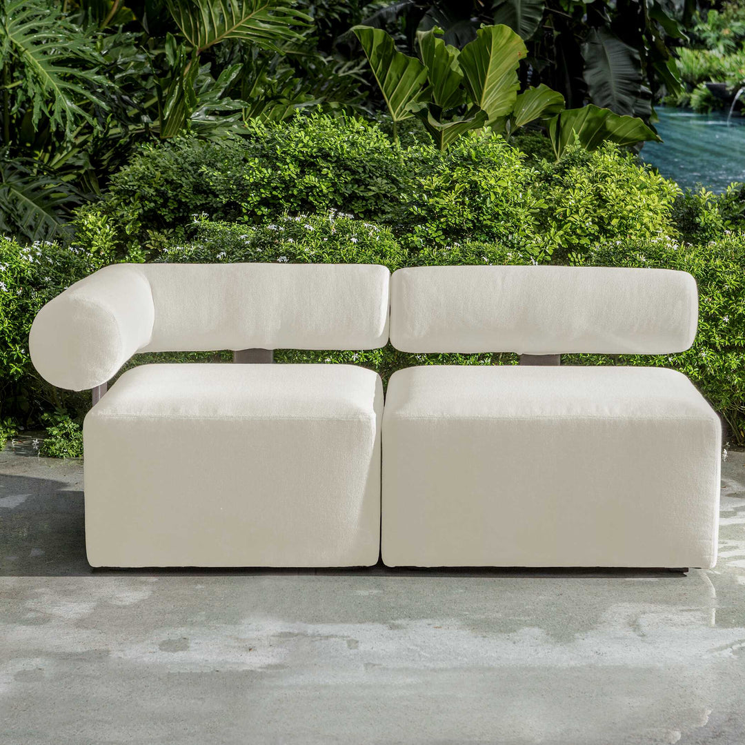 American Home Furniture Uttermost Bolster Back White Armless Outdoor Sofa