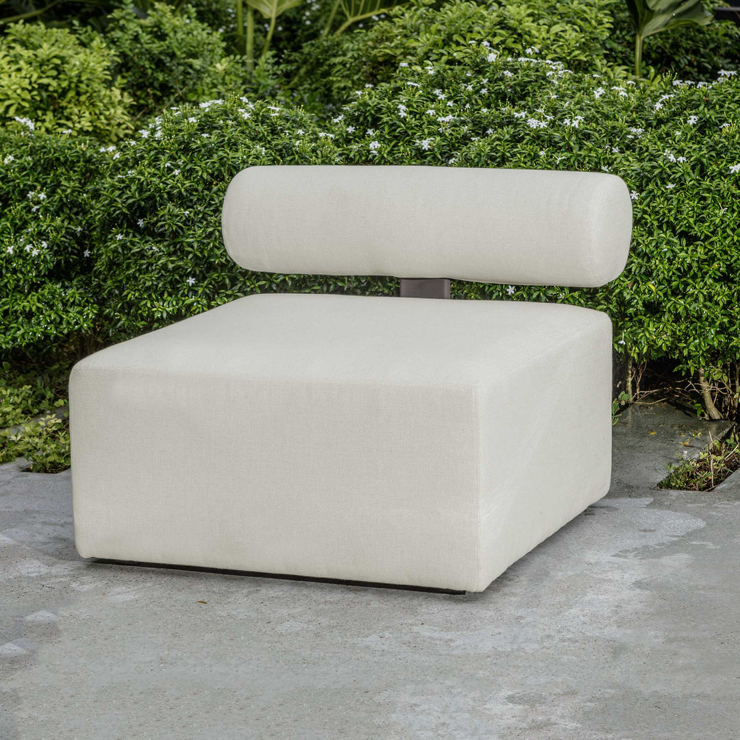 American Home Furniture Uttermost Bolster Back White Armless Outdoor Sofa