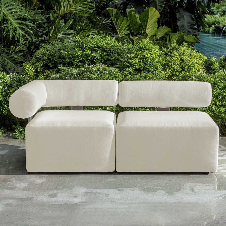 American Home Furniture Uttermost Bolster Back White Outdoor Corner Sofa